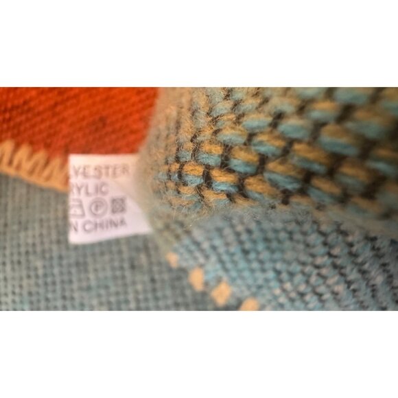 2/$30 Boho Style Poncho Blanket Shawl Abstract Patterns & Warm Tones - Picture 10 of 11